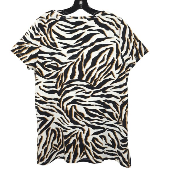 Chicos Zenergy T Shirt Womens 1 US 8/10 Tiger Animal Print Side Slit Stretch - Picture 2 of 16